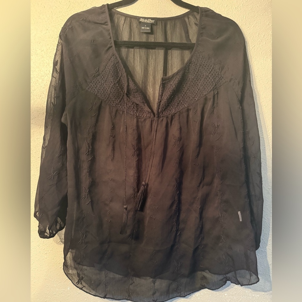 Lucky Brand Black Sheer Blouse